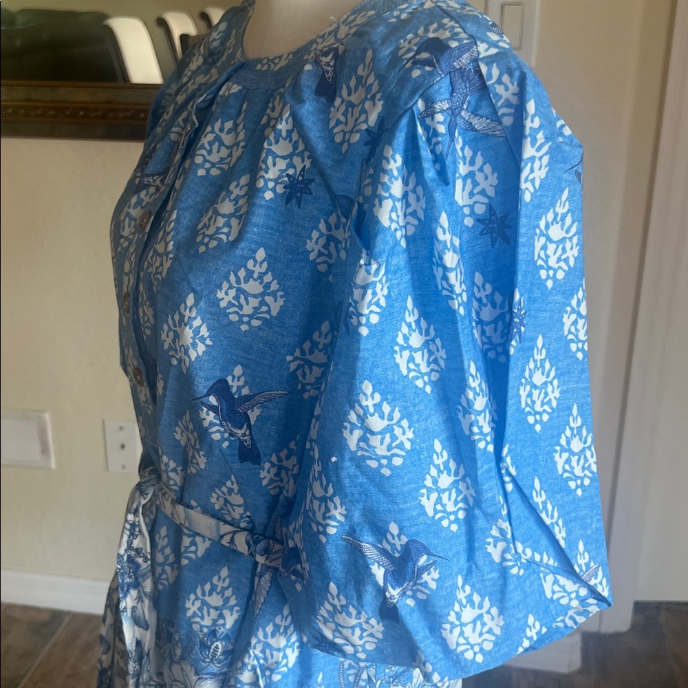 A Loves A Blue Printed Button-Front Dress - Picture 14 of 16